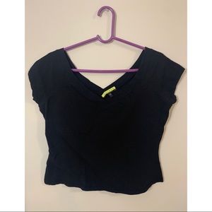 Black V-Neck Short Sleeve T